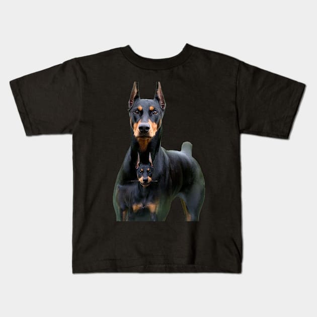 doberman and his son Kids T-Shirt by The Enthousiaste